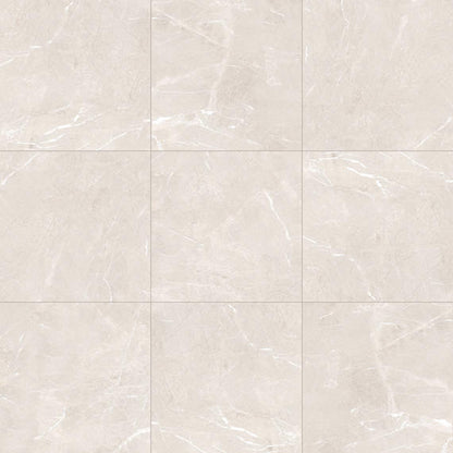 33x33 Vanserra  Natural Marble-Look Polished Smooth Porcelain Tile Beige White