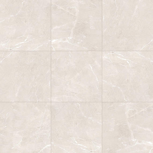 33x33 Vanserra  Natural Marble-Look Polished Smooth Porcelain Tile Beige White