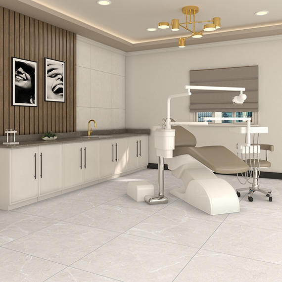33x33 Vanserra  Natural Marble-Look Polished Smooth Porcelain Tile Beige White