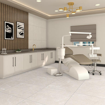 33x33 Vanserra  Natural Marble-Look Polished Smooth Porcelain Tile Beige White