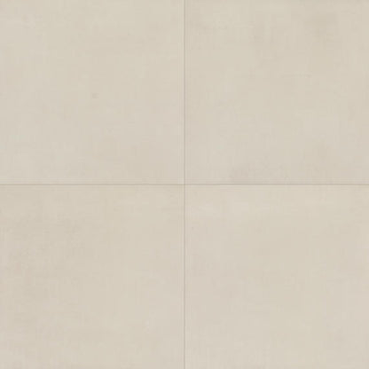 33x33 Merchant  Natural Concrete-Look Matte Smooth Porcelain Tile Warm Ivory