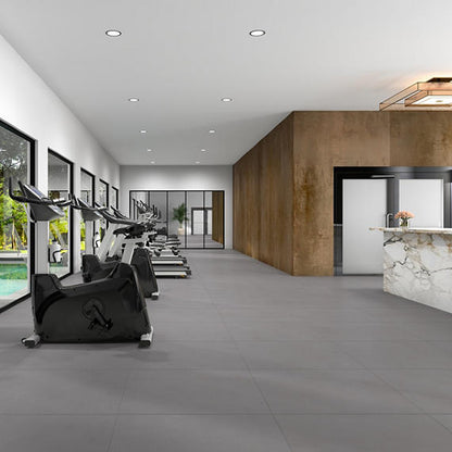 33x33 Merchant  Natural Concrete-Look Matte Smooth Porcelain Tile Medium Gray