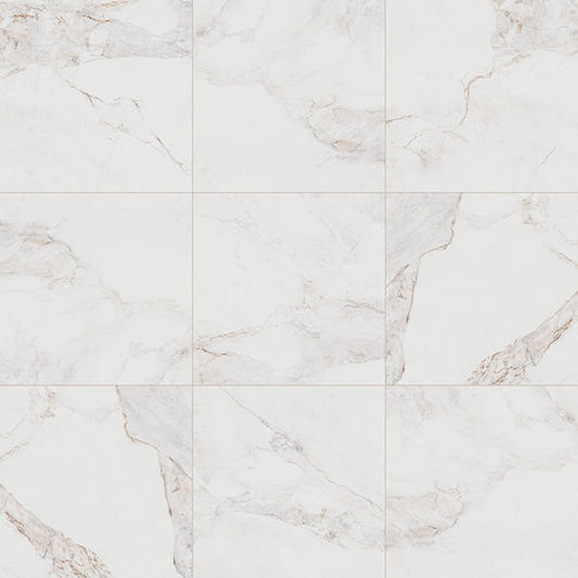 33x33 Vanserra  Natural Marble-Look Matte Smooth Porcelain Tile White Gray