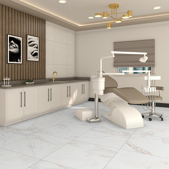 33x33 Vanserra  Natural Marble-Look Matte Smooth Porcelain Tile White Gray