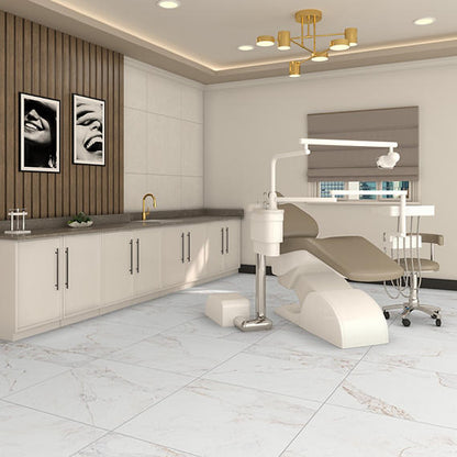 33x33 Vanserra  Natural Marble-Look Matte Smooth Porcelain Tile White Gray
