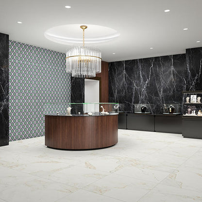 33x33 Vanserra  Natural Marble-Look Matte Smooth Porcelain Tile White Gray