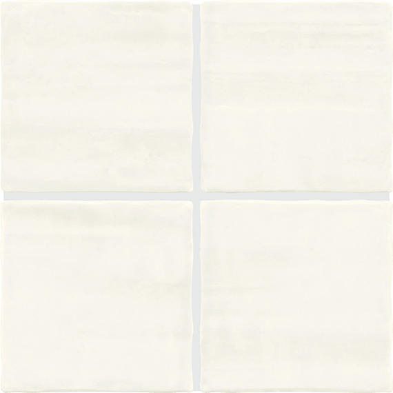 4x4 Artcrafted  Handcrafted Solid-Color Glossy Smooth Ceramic Tile Cream White
