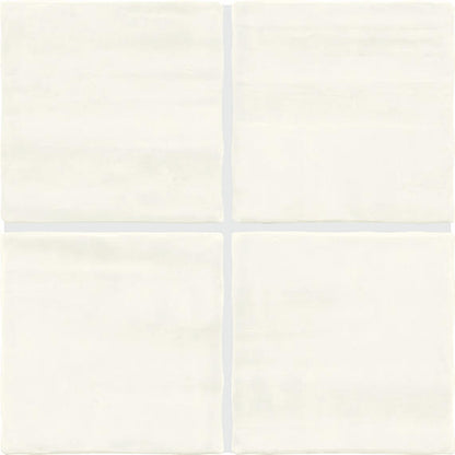 4x4 Artcrafted  Handcrafted Solid-Color Glossy Smooth Ceramic Tile Cream White
