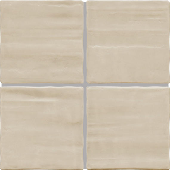 4x4 Artcrafted  Handcrafted Solid-Color Glossy Smooth Ceramic Tile Pale Beige