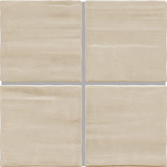 4x4 Artcrafted  Handcrafted Solid-Color Glossy Smooth Ceramic Tile Pale Beige