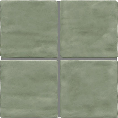 4x4 Artcrafted  Handcrafted Solid-Color Glossy Smooth Ceramic Tile Light Green