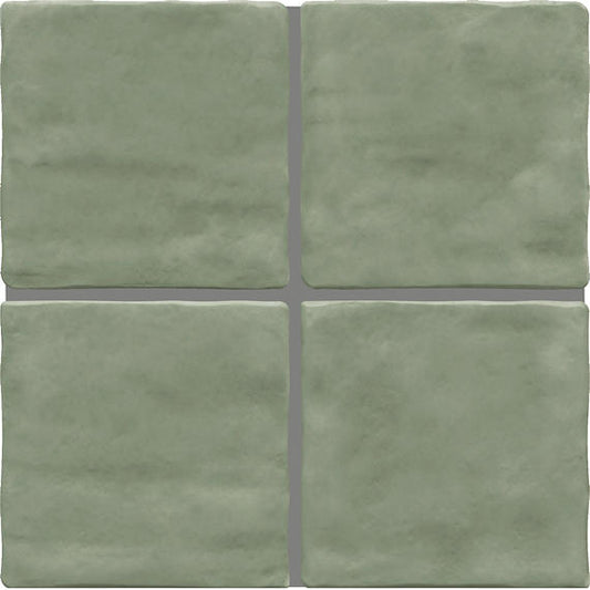 4x4 Artcrafted  Handcrafted Solid-Color Glossy Smooth Ceramic Tile Light Green