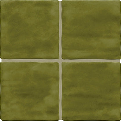 4x4 Artcrafted  Handcrafted Solid-Color Glossy Smooth Ceramic Tile Deep Green