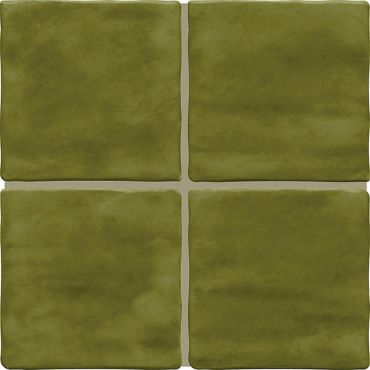 4x4 Artcrafted  Handcrafted Solid-Color Glossy Smooth Ceramic Tile Deep Green