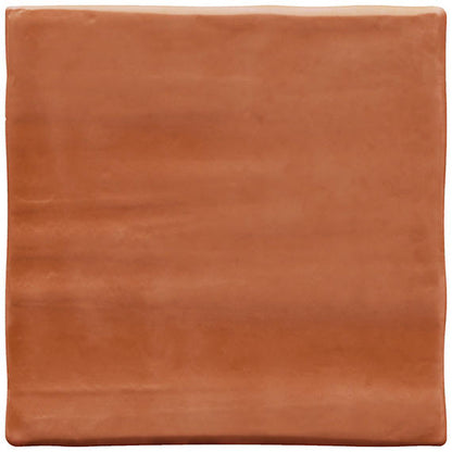 4x4 Artcrafted  Handcrafted Solid-Color Glossy Smooth Ceramic Tile Terracotta Red