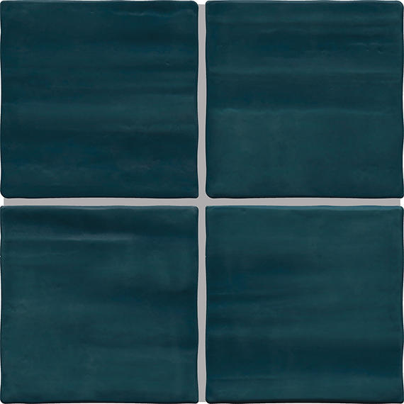 4x4 Artcrafted  Handcrafted Solid-Color Glossy Smooth Ceramic Tile Ocean Blue