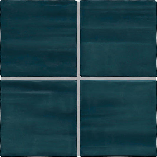4x4 Artcrafted  Handcrafted Solid-Color Glossy Smooth Ceramic Tile Ocean Blue