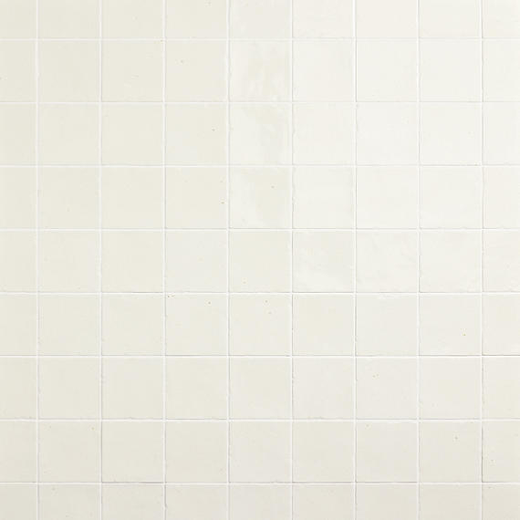 4x4 Contempee  Handcrafted Solid-Color Glossy Undulated Ceramic Tile White