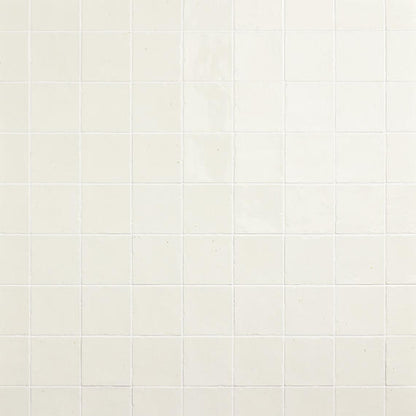 4x4 Contempee  Handcrafted Solid-Color Glossy Undulated Ceramic Tile White