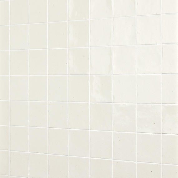 4x4 Contempee  Handcrafted Solid-Color Glossy Undulated Ceramic Tile White