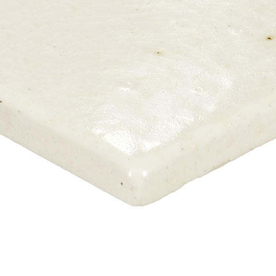4x4 Contempee  Handcrafted Solid-Color Glossy Undulated Ceramic Tile White