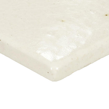 4x4 Contempee  Handcrafted Solid-Color Glossy Undulated Ceramic Tile White