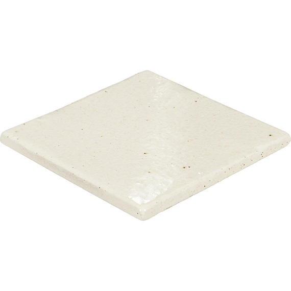 4x4 Contempee  Handcrafted Solid-Color Glossy Undulated Ceramic Tile White