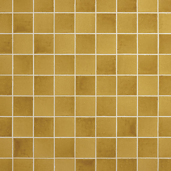 4x4 Contempee  Handcrafted Solid-Color Glossy Undulated Ceramic Tile Yellow