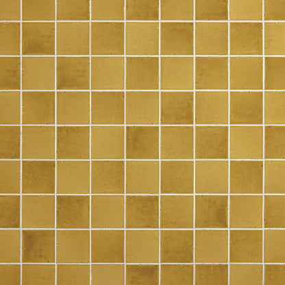 4x4 Contempee  Handcrafted Solid-Color Glossy Undulated Ceramic Tile Yellow
