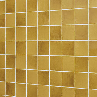 Yellow - 4x4 Contempee Handcrafted Solid-Color Glossy Undulated Ceramic Tile