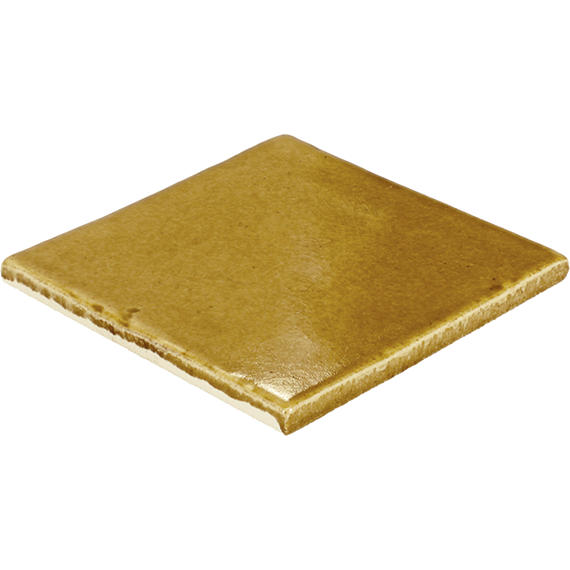 4x4 Contempee  Handcrafted Solid-Color Glossy Undulated Ceramic Tile Yellow
