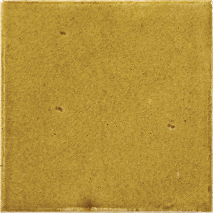 4x4 Contempee  Handcrafted Solid-Color Glossy Undulated Ceramic Tile Yellow