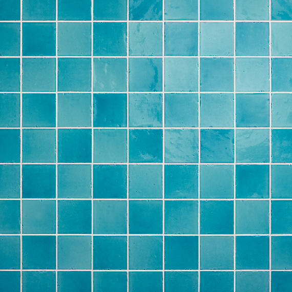 4x4 Contempee  Handcrafted Solid-Color Glossy Undulated Ceramic Tile Light Blue
