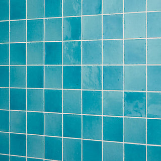 Light Blue - 4x4 Contempee Handcrafted Solid-Color Glossy Undulated Ceramic Tile