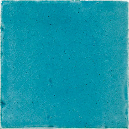 4x4 Contempee  Handcrafted Solid-Color Glossy Undulated Ceramic Tile Light Blue