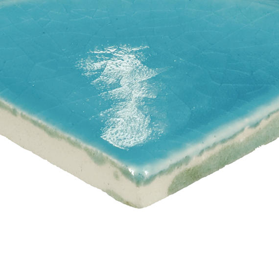 4x4 Contempee  Handcrafted Solid-Color Glossy Undulated Ceramic Tile Light Blue