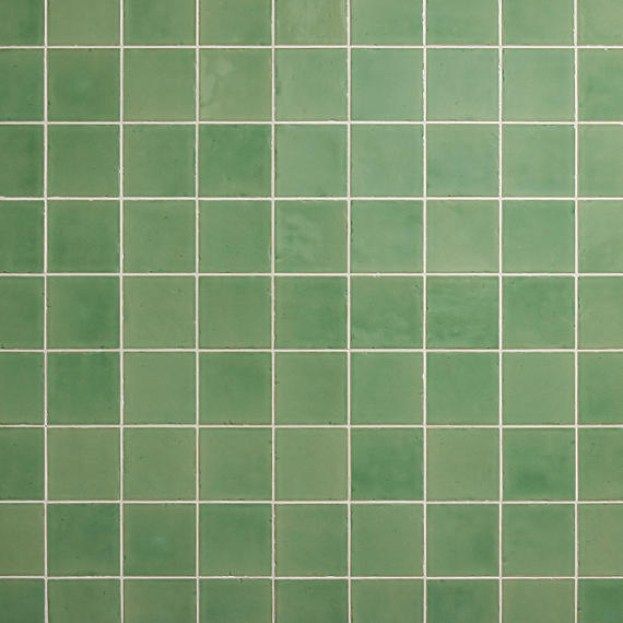 4x4 Contempee  Handcrafted Solid-Color Glossy Undulated Ceramic Tile Light Green