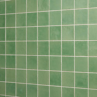 Light Green - 4x4 Contempee Handcrafted Solid-Color Glossy Undulated Ceramic Tile