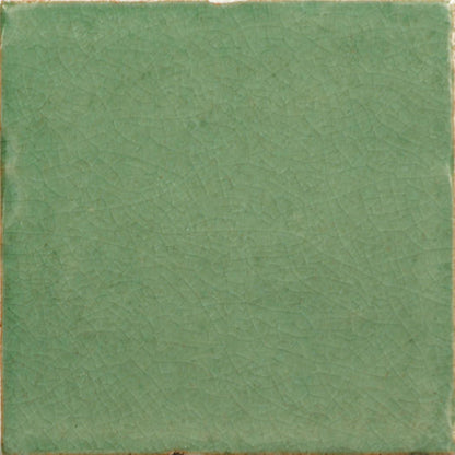 4x4 Contempee  Handcrafted Solid-Color Glossy Undulated Ceramic Tile Light Green