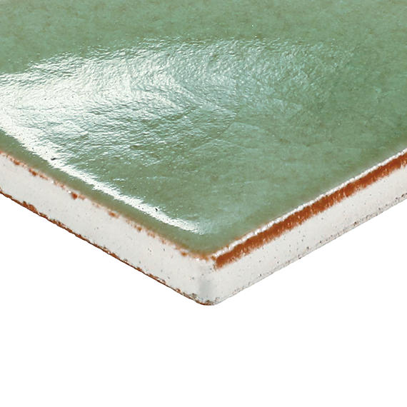 4x4 Contempee  Handcrafted Solid-Color Glossy Undulated Ceramic Tile Light Green