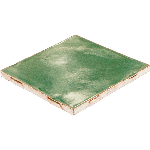 4x4 Contempee  Handcrafted Solid-Color Glossy Undulated Ceramic Tile Light Green