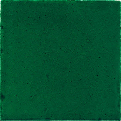 4x4 Contempee  Handcrafted Solid-Color Glossy Undulated Ceramic Tile Emerald Green