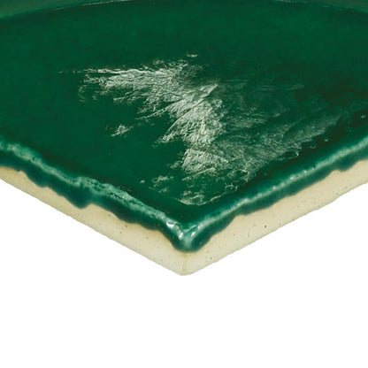 4x4 Contempee  Handcrafted Solid-Color Glossy Undulated Ceramic Tile Emerald Green