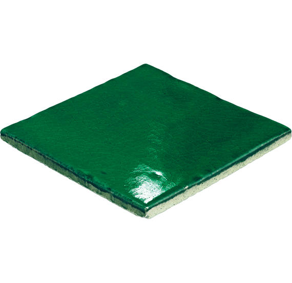 4x4 Contempee  Handcrafted Solid-Color Glossy Undulated Ceramic Tile Emerald Green