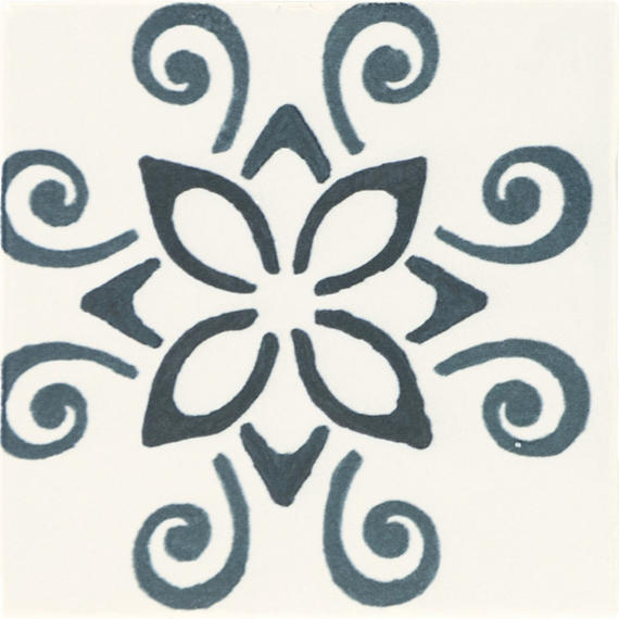 4x4 Cotto Revival Patchwork  Handcrafted Stone-Look Glossy Smooth Porcelain Tile Lagos Blue