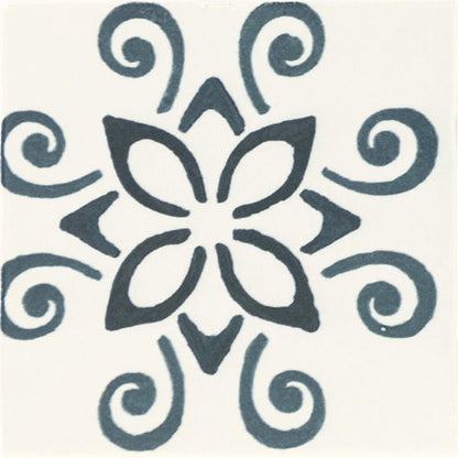 4x4 Cotto Revival Patchwork  Handcrafted Stone-Look Glossy Smooth Porcelain Tile Lagos Blue