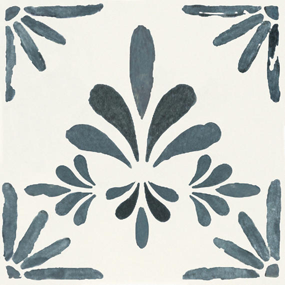 4x4 Cotto Revival Patchwork  Handcrafted Stone-Look Glossy Smooth Porcelain Tile Lagos Blue