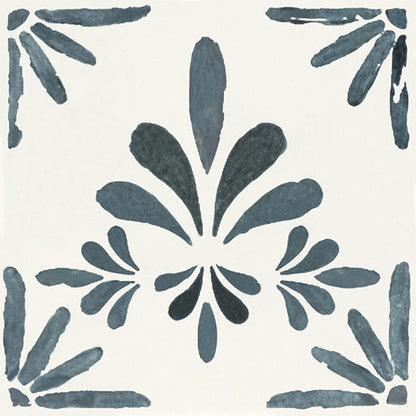 4x4 Cotto Revival Patchwork  Handcrafted Stone-Look Glossy Smooth Porcelain Tile Lagos Blue