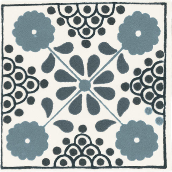 4x4 Cotto Revival Patchwork  Handcrafted Stone-Look Glossy Smooth Porcelain Tile Lagos Blue