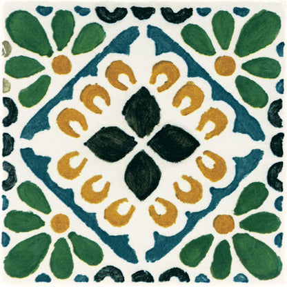 4x4 Cotto Revival Patchwork  Handcrafted Stone-Look Glossy Smooth Porcelain Tile Marbella Multi